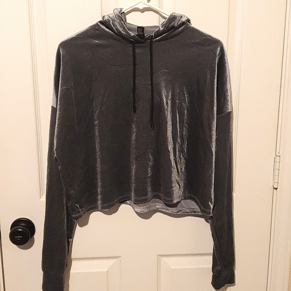 Grey velvet Hoodie